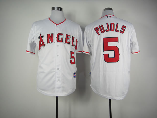 Men Los Angeles Angels #5 Pujols White MLB Jerseys
